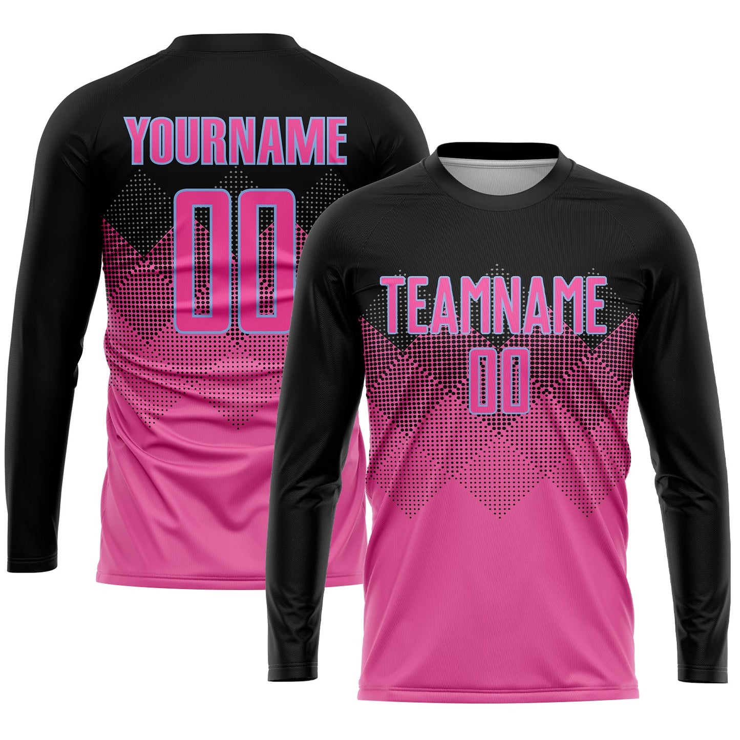 Custom Pink Black-LIght Blue Gradient Square Shape Sublimation Soccer Uniform Jersey - Sky-Custom