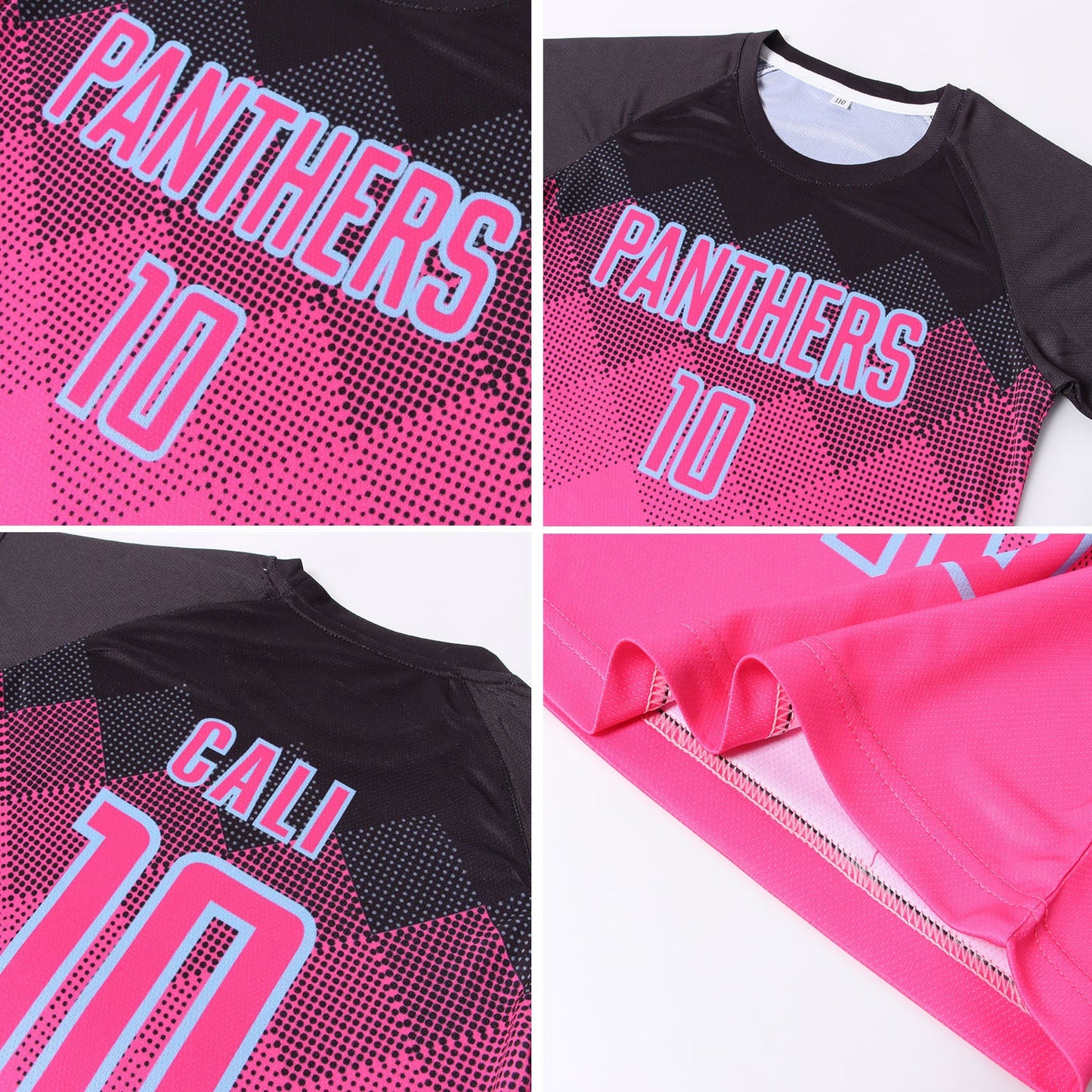 Custom Pink Black-LIght Blue Gradient Square Shape Sublimation Soccer Uniform Jersey - Sky-Custom