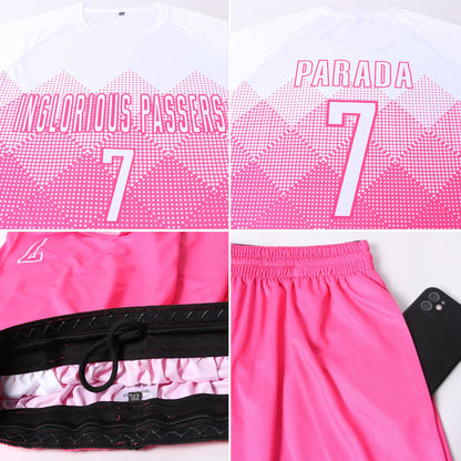 Custom Pink White Sublimation Soccer Uniform Jersey - Sky-Custom