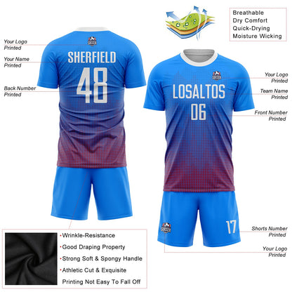 Custom Royal White-Red Sublimation Soccer Uniform Jersey - Sky-Custom