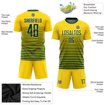 Custom Gold Green-White Sublimation Soccer Uniform Jersey - Sky-Custom