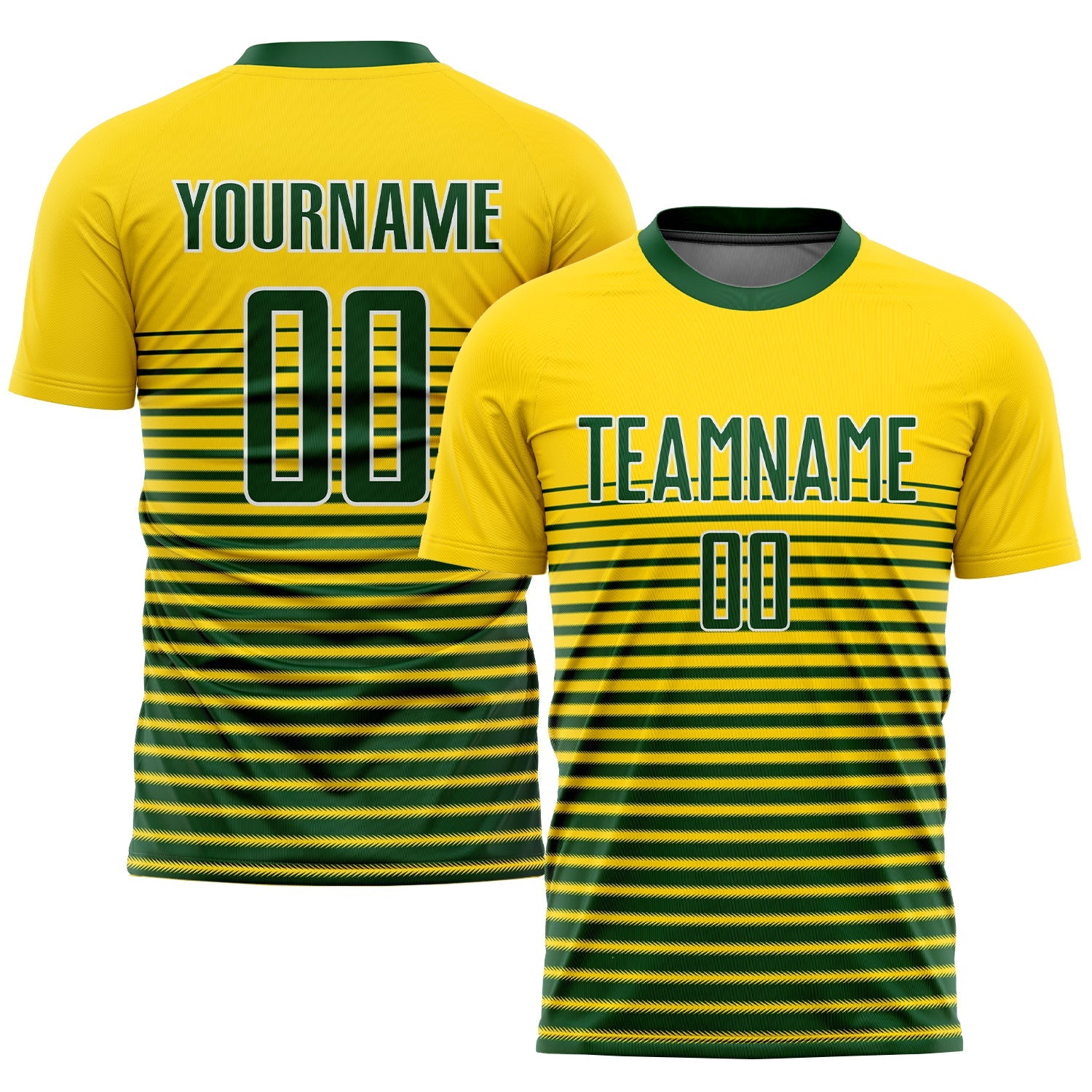 Custom Gold Green-White Sublimation Soccer Uniform Jersey - Sky-Custom