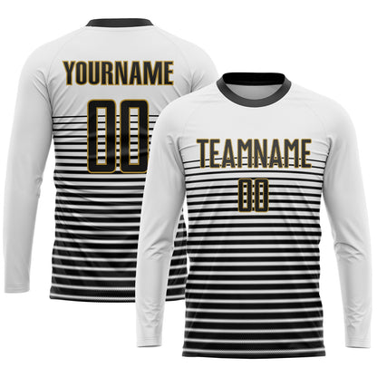 Custom White Black-Old Gold Sublimation Soccer Uniform Jersey - Sky-Custom