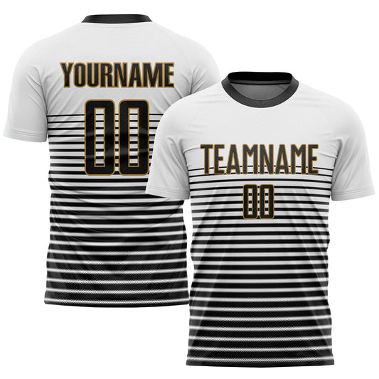 Custom White Black-Old Gold Sublimation Soccer Uniform Jersey - Sky-Custom