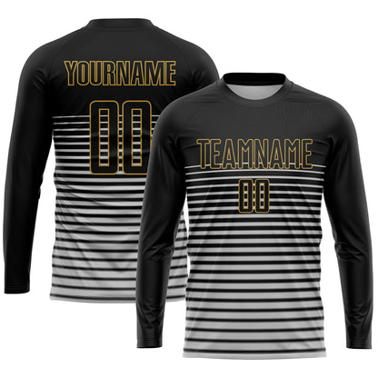 Custom Black Black-Old Gold Sublimation Soccer Uniform Jersey - Sky-Custom