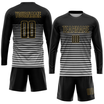 Custom Black Black-Old Gold Sublimation Soccer Uniform Jersey - Sky-Custom