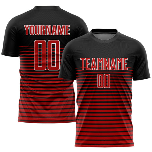 Custom Black Red-White Sublimation Soccer Uniform Jersey - Sky-Custom