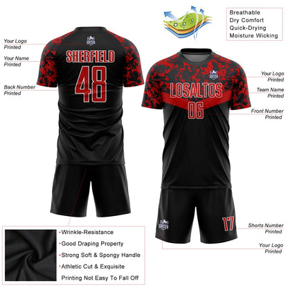 Custom Black Red-White Sublimation Soccer Uniform Jersey - Sky-Custom