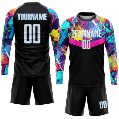 Custom Black White-Light Blue Sublimation Soccer Uniform Jersey - Sky-Custom