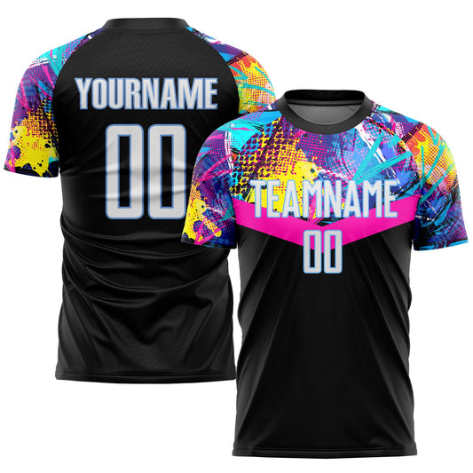 Custom Black White-Light Blue Sublimation Soccer Uniform Jersey - Sky-Custom