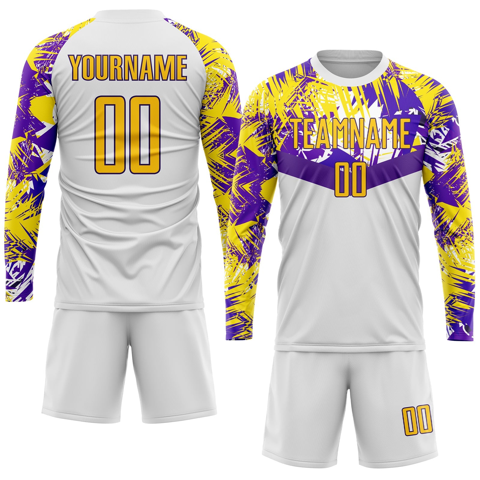 Custom White Gold-Purple Sublimation Soccer Uniform Jersey - Sky-Custom