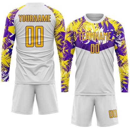 Custom White Gold-Purple Sublimation Soccer Uniform Jersey - Sky-Custom