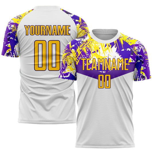 Custom White Gold-Purple Sublimation Soccer Uniform Jersey - Sky-Custom
