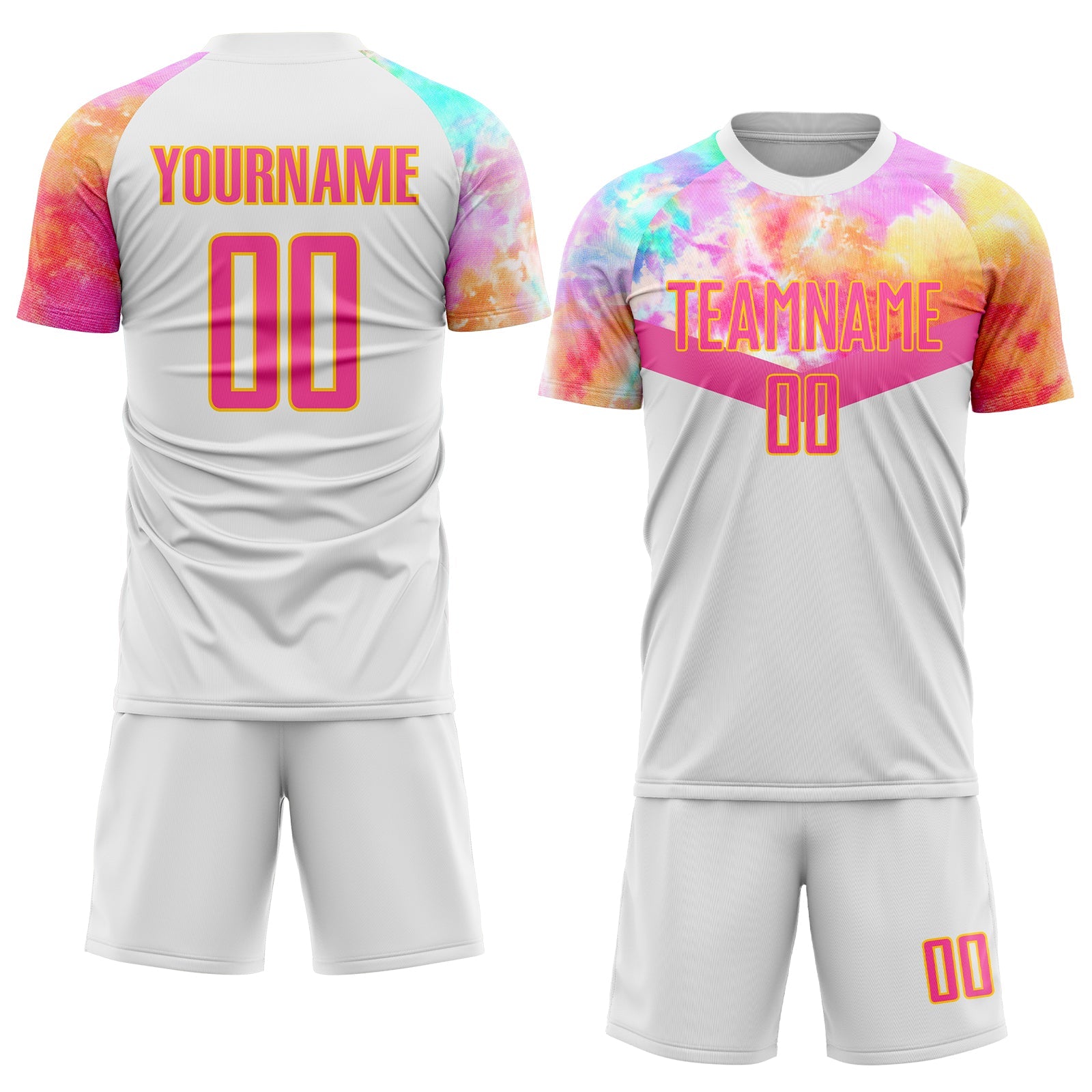 Custom White Pink-Gold Sublimation Soccer Uniform Jersey - Sky-Custom