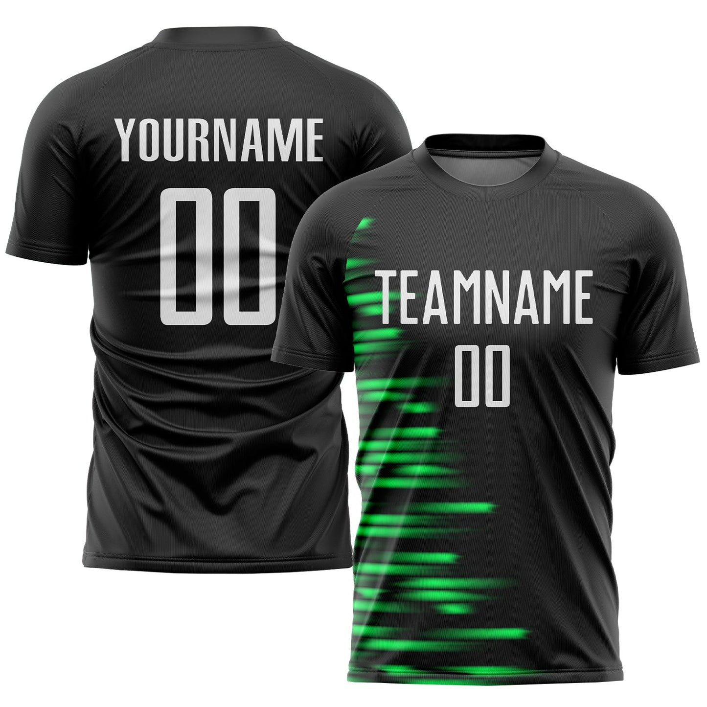 Custom Black White-Kelly Green Sublimation Soccer Uniform Jersey - Sky-Custom