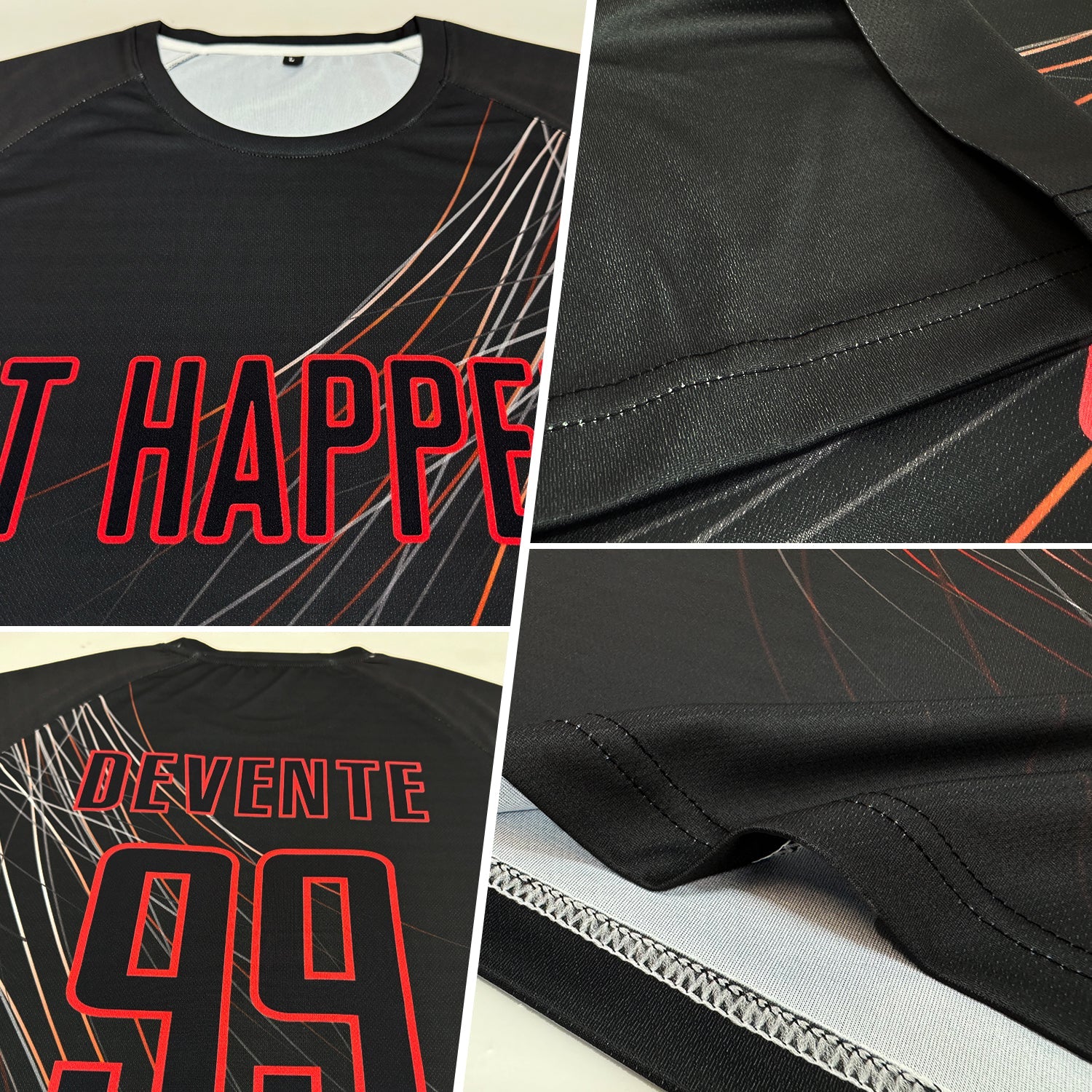 Custom Black Black-Red Sublimation Soccer Uniform Jersey - Sky-Custom