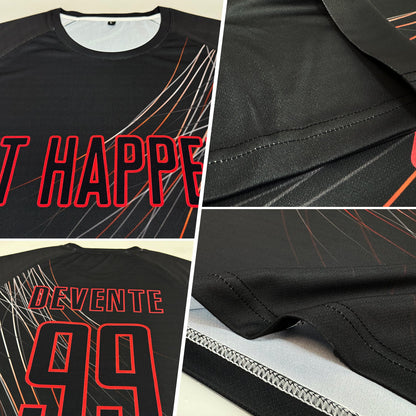 Custom Black Black-Red Sublimation Soccer Uniform Jersey - Sky-Custom