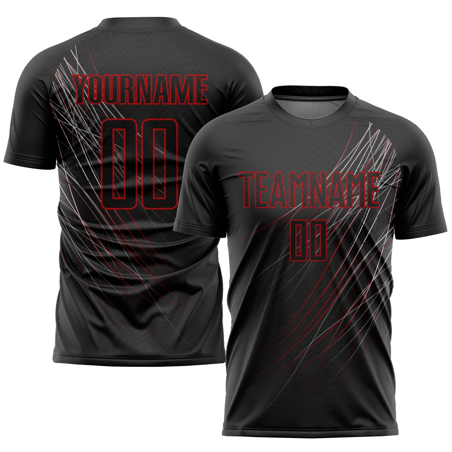 Custom Black Black-Red Sublimation Soccer Uniform Jersey - Sky-Custom