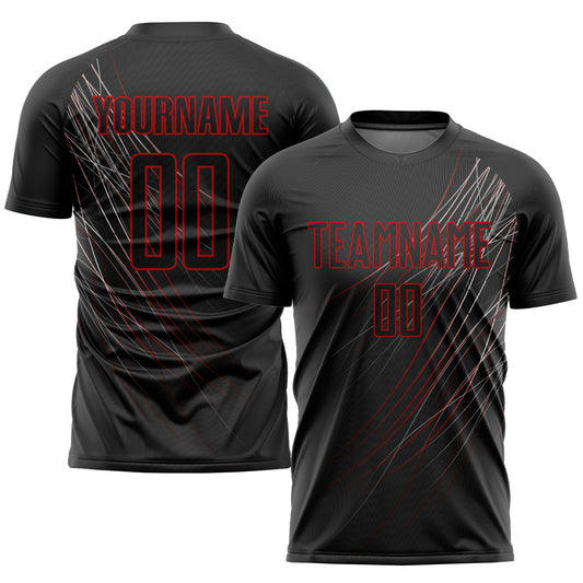 Custom Black Black-Red Sublimation Soccer Uniform Jersey - Sky-Custom