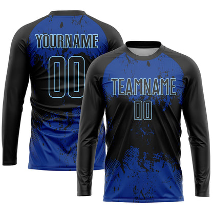 Custom Black Black-Royal Sublimation Soccer Uniform Jersey - Sky-Custom
