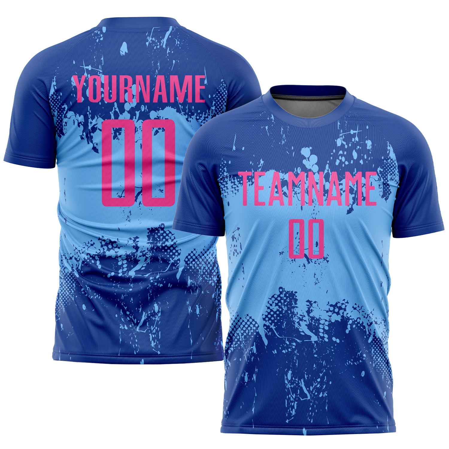 Custom Royal Pink-Light Blue Sublimation Soccer Uniform Jersey - Sky-Custom