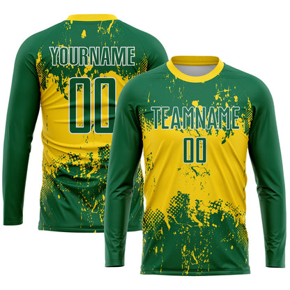Custom Green Green-Gold Sublimation Soccer Uniform Jersey - Sky-Custom