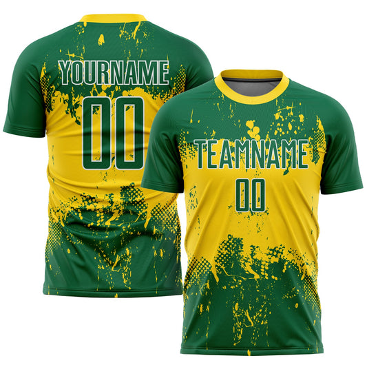 Custom Green Green-Gold Sublimation Soccer Uniform Jersey - Sky-Custom