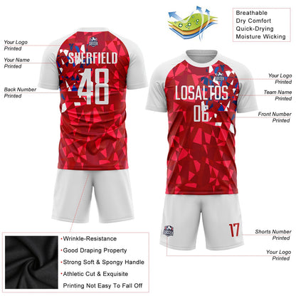 Custom Red White Sublimation Soccer Uniform Jersey - Sky-Custom