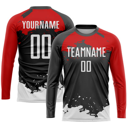 Custom Black White-Red Sublimation Soccer Uniform Jersey - Sky-Custom