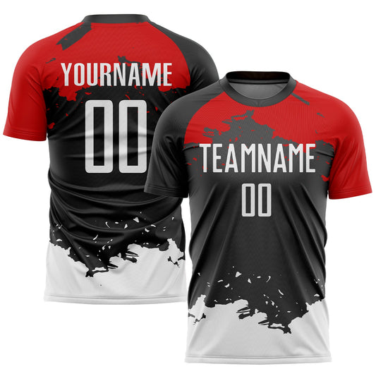 Custom Black White-Red Sublimation Soccer Uniform Jersey - Sky-Custom