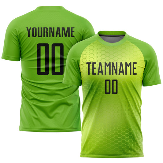 Custom Neon Green Black Sublimation Soccer Uniform Jersey - Sky-Custom