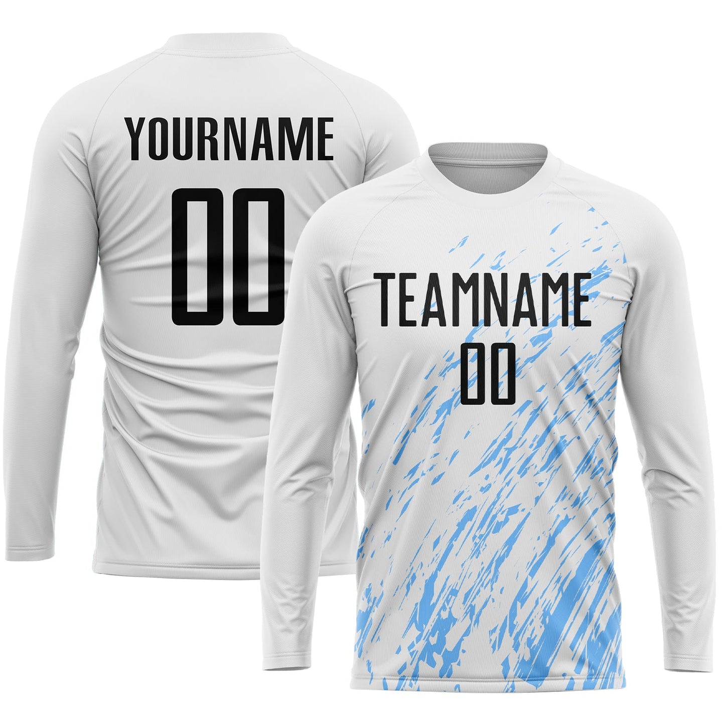 Custom White Black-Light Blue Sublimation Soccer Uniform Jersey - Sky-Custom