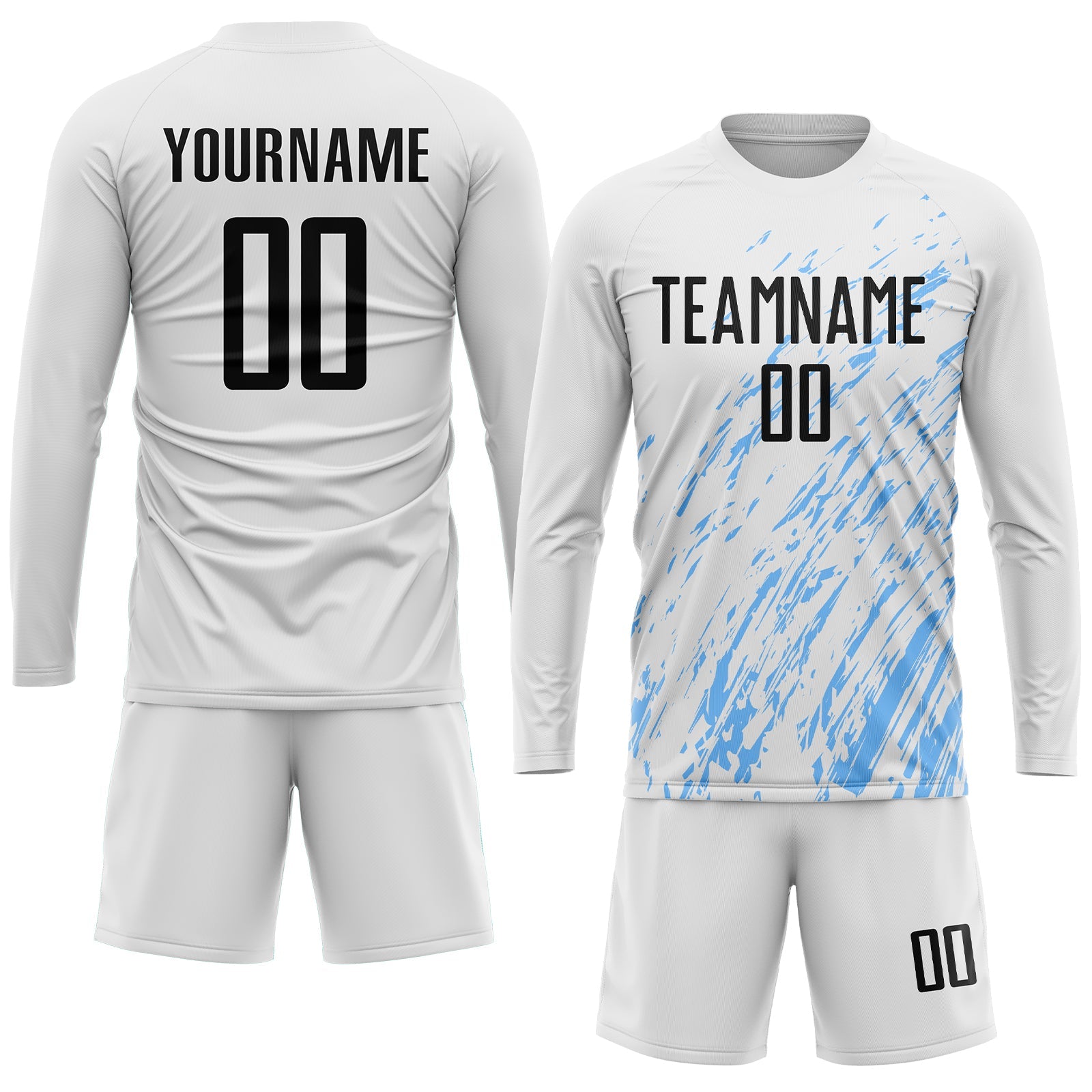 Custom White Black-Light Blue Sublimation Soccer Uniform Jersey - Sky-Custom