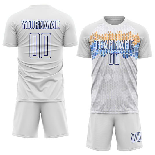 Custom White Royal Sublimation Soccer Uniform Jersey - Sky-Custom