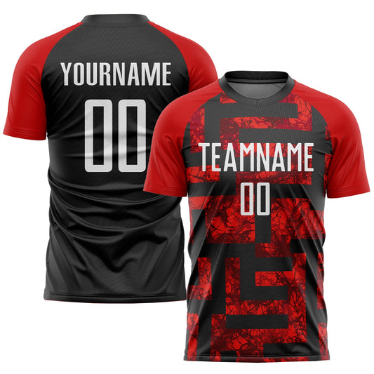 Custom Red White-Black Sublimation Soccer Uniform Jersey - Sky-Custom