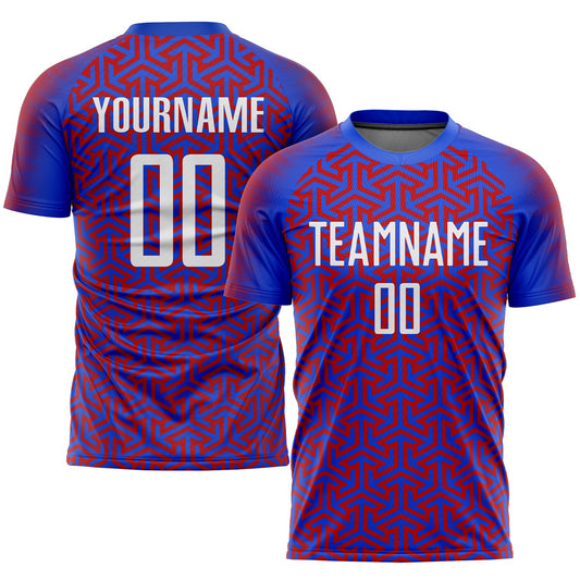 Custom Royal White-Red Sublimation Soccer Uniform Jersey - Sky-Custom