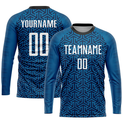 Custom Blue White-Black Sublimation Soccer Uniform Jersey - Sky-Custom