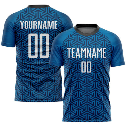 Custom Blue White-Black Sublimation Soccer Uniform Jersey - Sky-Custom