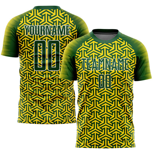 Custom Gold Green-White Sublimation Soccer Uniform Jersey - Sky-Custom