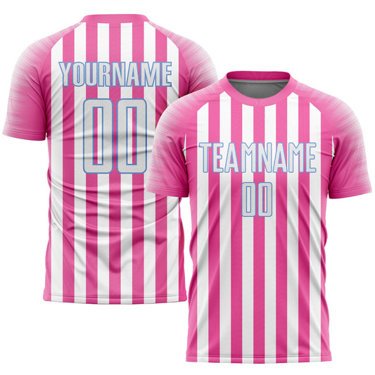 Custom Pink White-Light Blue Sublimation Soccer Uniform Jersey - Sky-Custom