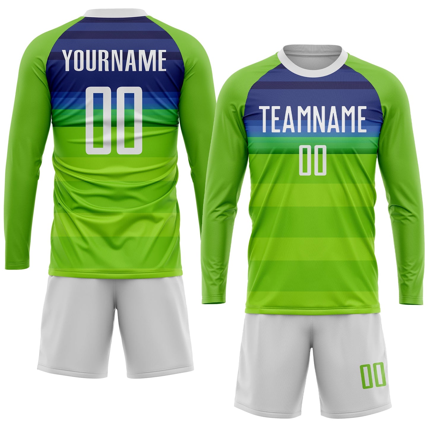 Custom Neon Green White-Royal Sublimation Soccer Uniform Jersey - Sky-Custom