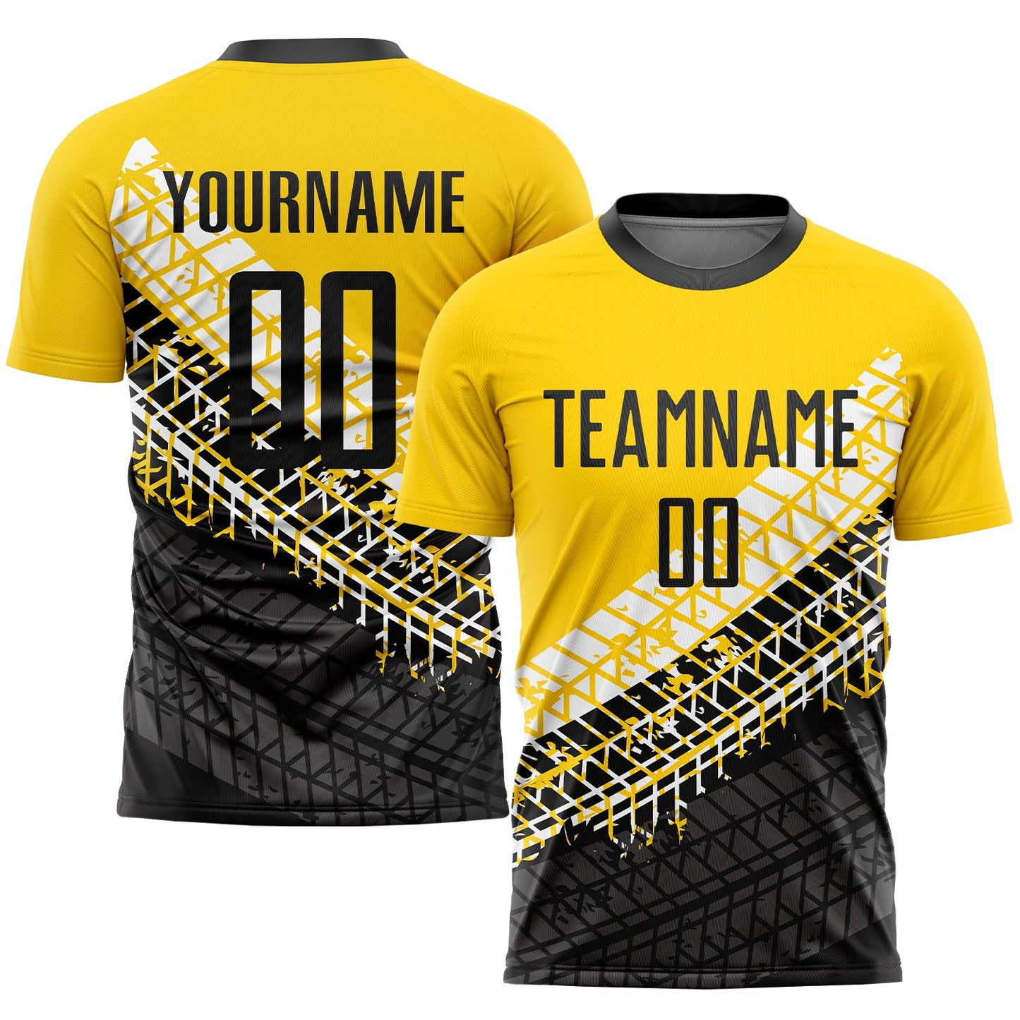 Custom Gold Black-White Sublimation Soccer Uniform Jersey - Sky-Custom