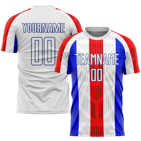 Custom White White-Royal Sublimation Soccer Uniform Jersey - Sky-Custom