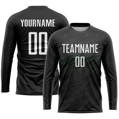 Custom Black White-Neon Green Sublimation Soccer Uniform Jersey - Sky-Custom
