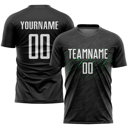 Custom Black White-Neon Green Sublimation Soccer Uniform Jersey - Sky-Custom