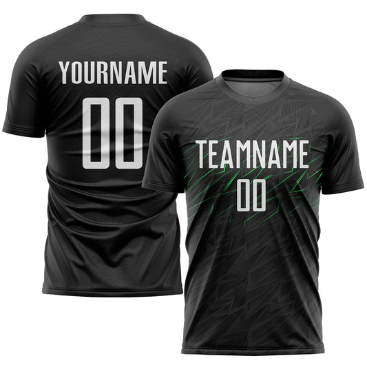 Custom Black White-Neon Green Sublimation Soccer Uniform Jersey - Sky-Custom