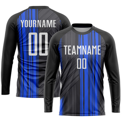 Custom Black White-Royal Sublimation Soccer Uniform Jersey - Sky-Custom