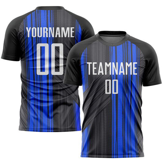Custom Black White-Royal Sublimation Soccer Uniform Jersey - Sky-Custom