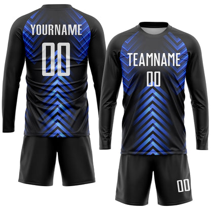 Custom Black White-Royal Sublimation Soccer Uniform Jersey - Sky-Custom