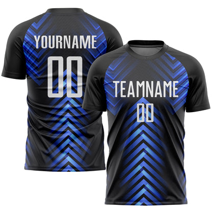 Custom Black White-Royal Sublimation Soccer Uniform Jersey - Sky-Custom